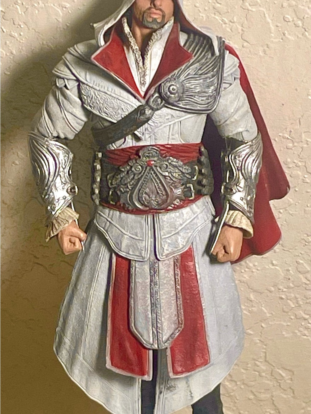 White and Red Assassin-Inspired Costume Figurine